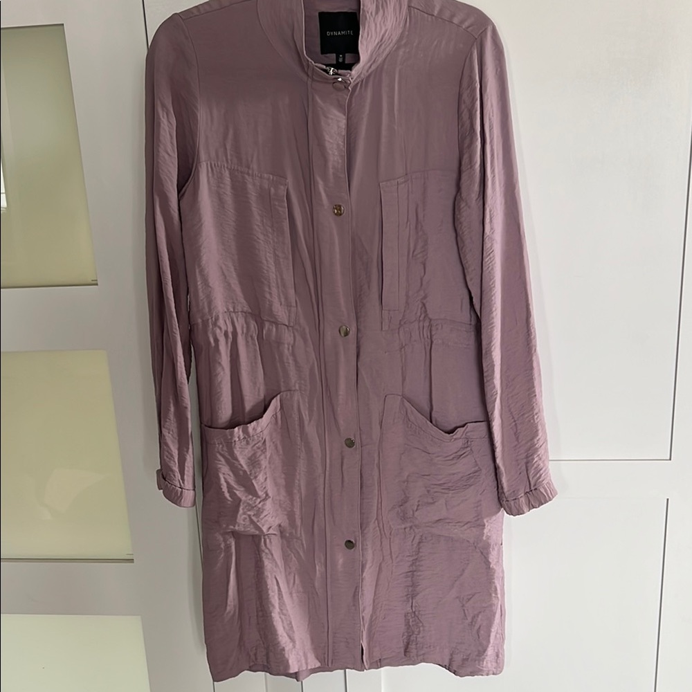 Dynamite Purple Trench Coat Lightweight Knee-Length